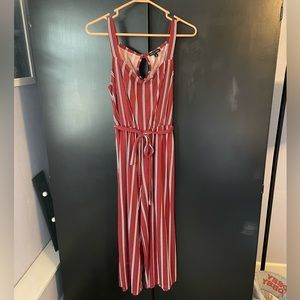 Red/Cream/Navy Stretch Jumpsuit